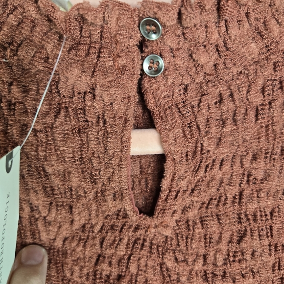 Anthropologie Deletta Amanna Rust Stretch Lace High Neck Blouse - Picture 13 of 15